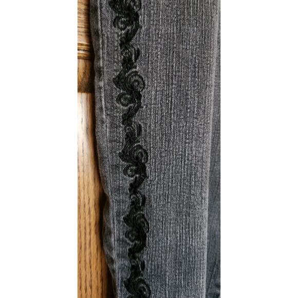 Ladies Cos Jeans Size 8 Bling Edging Dark Wash Gray - Picture 4 of 6